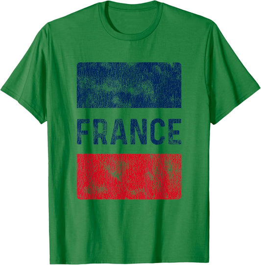 Vintage France Flag French Souvenir Men Women Kids T-Shirt - T-Shirt | Irish Green