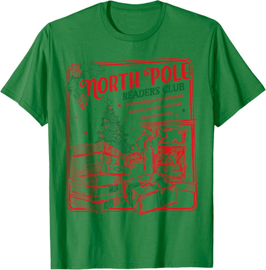 North Pole Readers Club Santa Teacher Xmas Christmas T-Shirt - T-Shirt | Irish Green