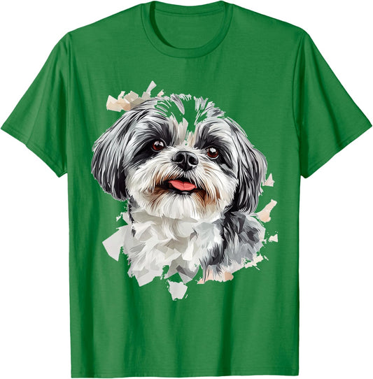 Shih Tzu Dog Motif Pet Illustration Shih Tzu Women Kids T-Shirt - T-Shirt | Irish Green