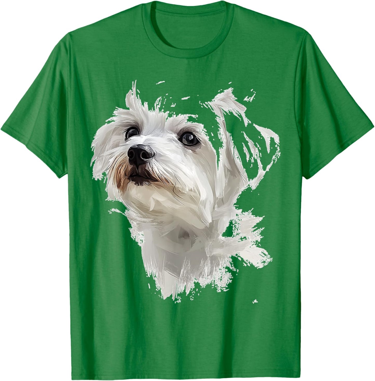 Maltese Dog Motif Pet Illustration Maltese T-Shirt - T-Shirt | Irish Green