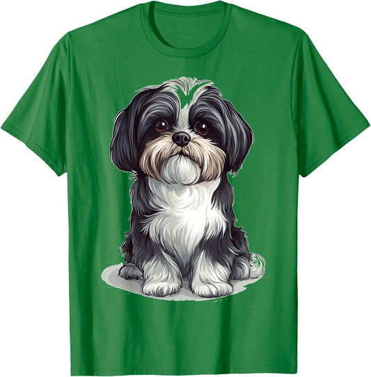 Shih Tzu Dog Motif Pet Artwork Shih Tzu Men Women Kids T-Shirt - T-Shirt | Irish Green