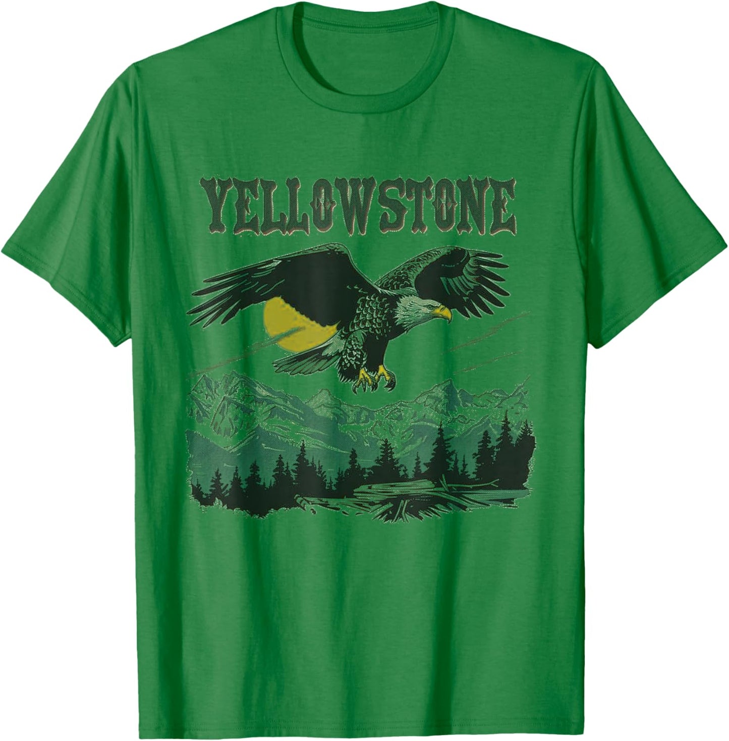 Yellowstone - US National Park Vintage Men Women Kids Retro T-Shirt - T-Shirt | Irish Green