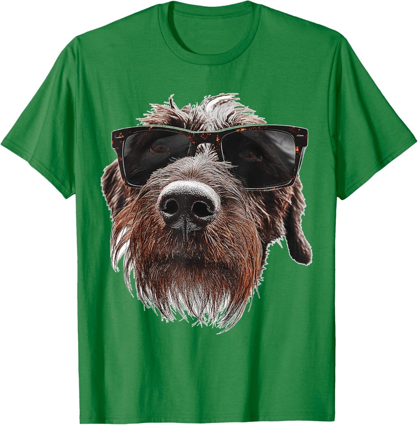 German Wirehaired Pointer Dog Graphic Pet Illustration T-Shirt - T-Shirt | Irish Green