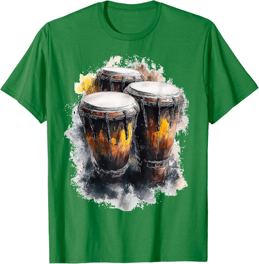 Congas Music Instrument Motif Art Congas T-Shirt - T-Shirt | Irish Green