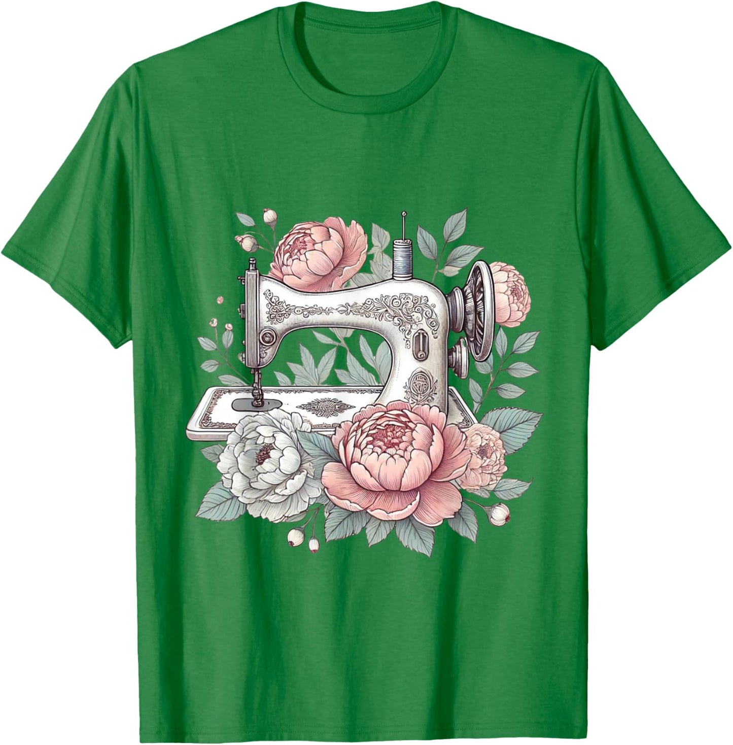 Flowers Sewing Machine Craft Seamstress Vintage Sewing T-Shirt - T-Shirt | Irish Green