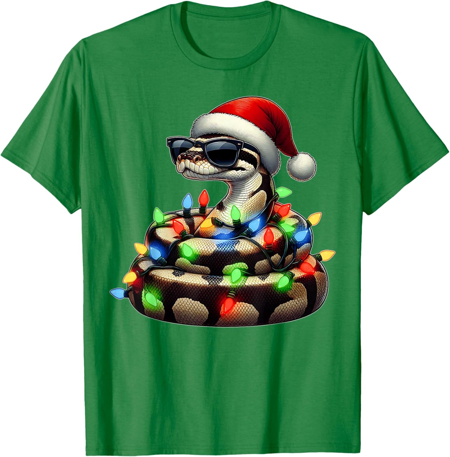 Ball Python Snake Sunglasses Cute Christmas Xmas T-Shirt - T-Shirt | Irish Green