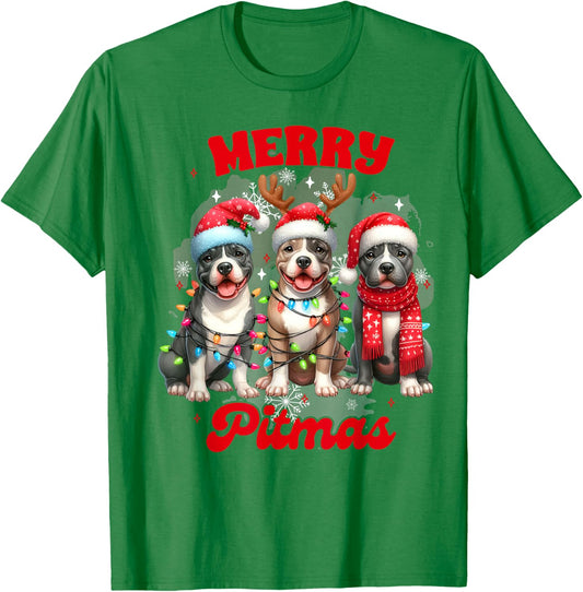 Pitbull Mom Pittie Mom Christmas Xmas Vibes Merry Pitmas T-Shirt - T-Shirt | Irish Green