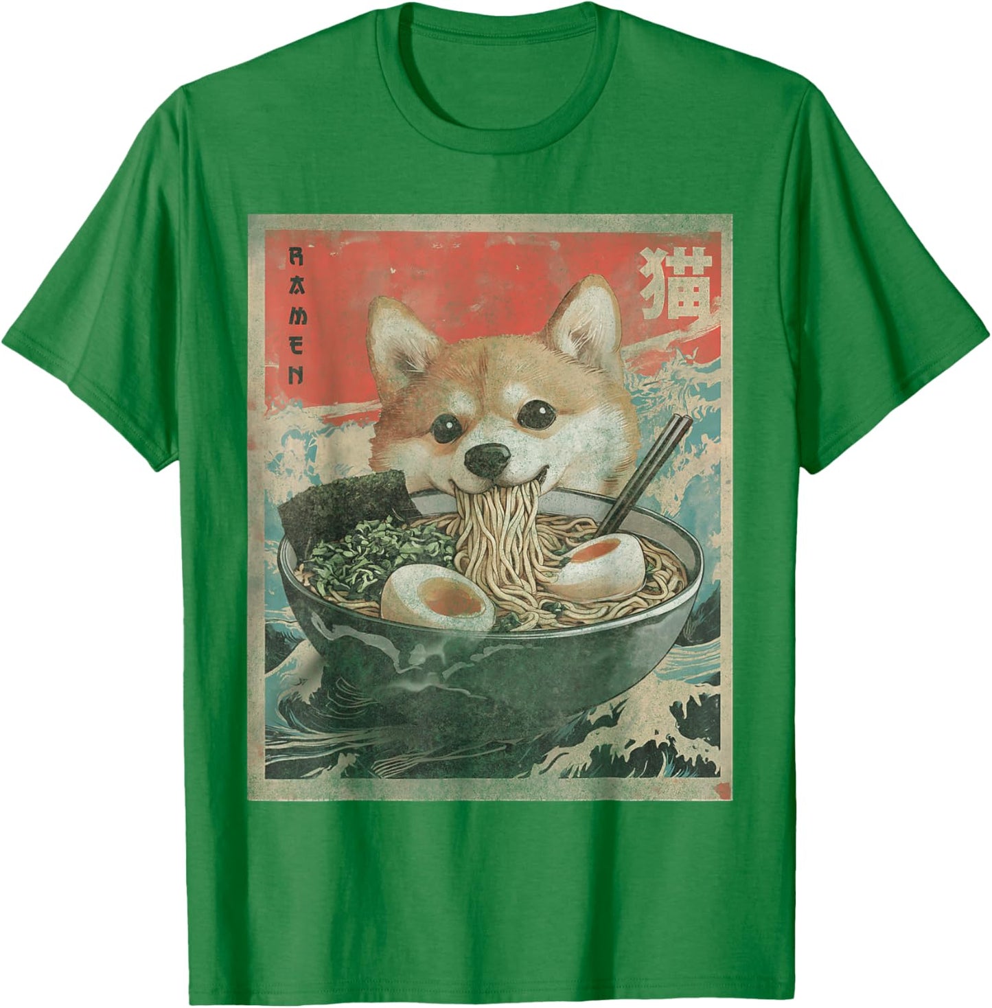 Shiba Inu Ramen Japanese Funny Kawaii Shiba Dog Anime Gifts T-Shirt - T-Shirt | Irish Green