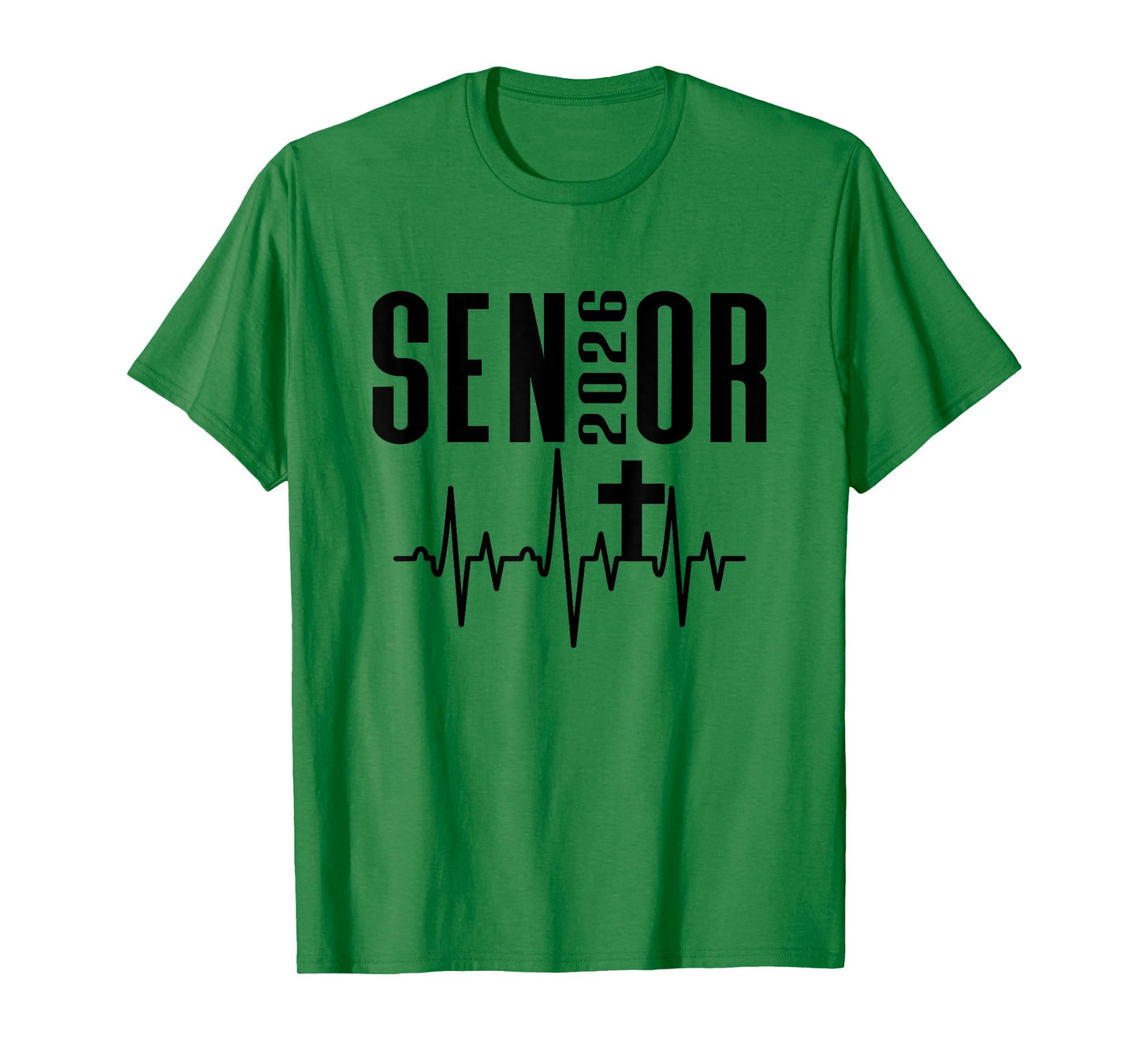 Senior 2026 Cross Heartbeat Christian Design Class of 26 T-Shirt