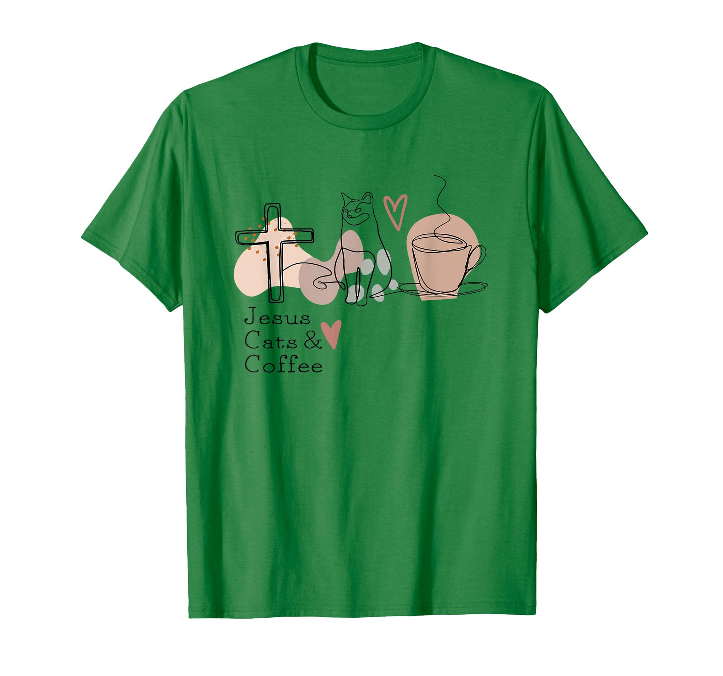 Jesus Cats And Coffee Minimalist Graphic Design T-Shirt