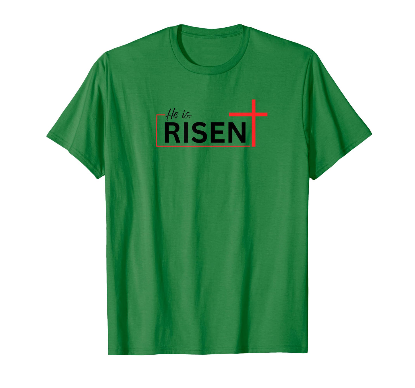 He is Risen Bold Red Cross Easter Christian Faith Design T-Shirt