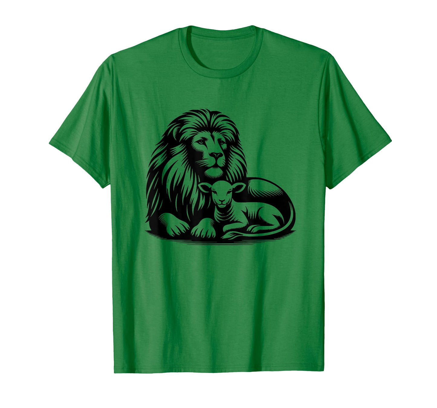 Lion and Lamb Black Design Christian Men Women T-Shirt