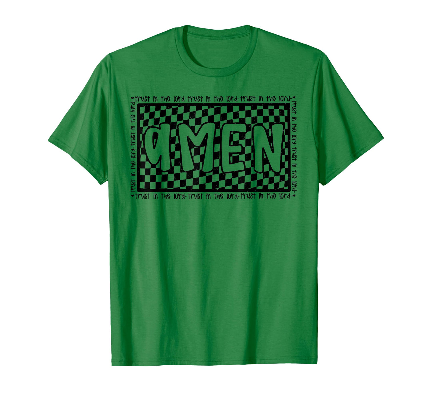 Checkered Amen Vintage Jesus Bible Verse Christian Religious T-Shirt
