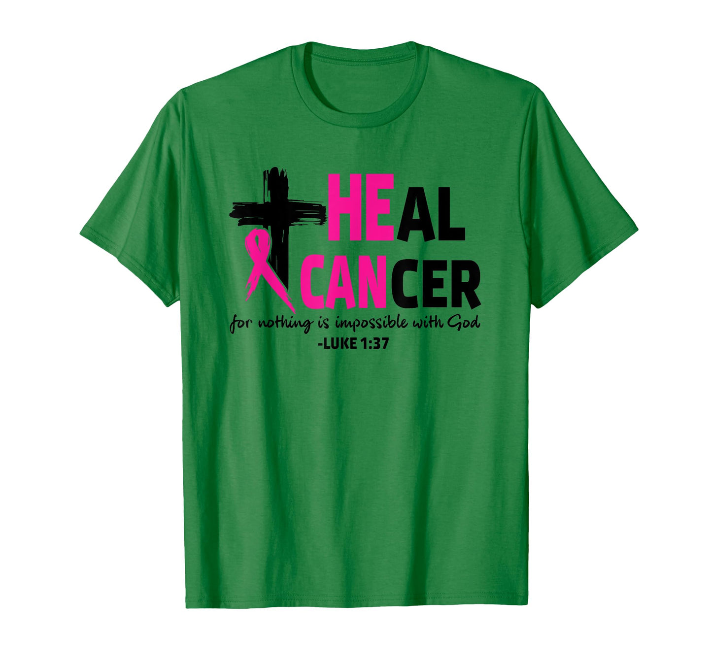 Heal Cancer Believe God Christian Breast Cancer Awareness T-Shirt