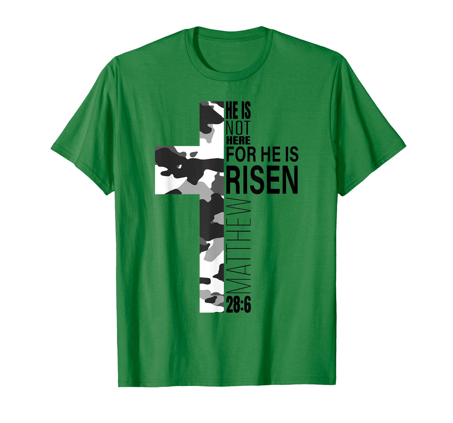 Cool Religious He Is Risen Christian Easter Verse Camo Cross T-Shirt