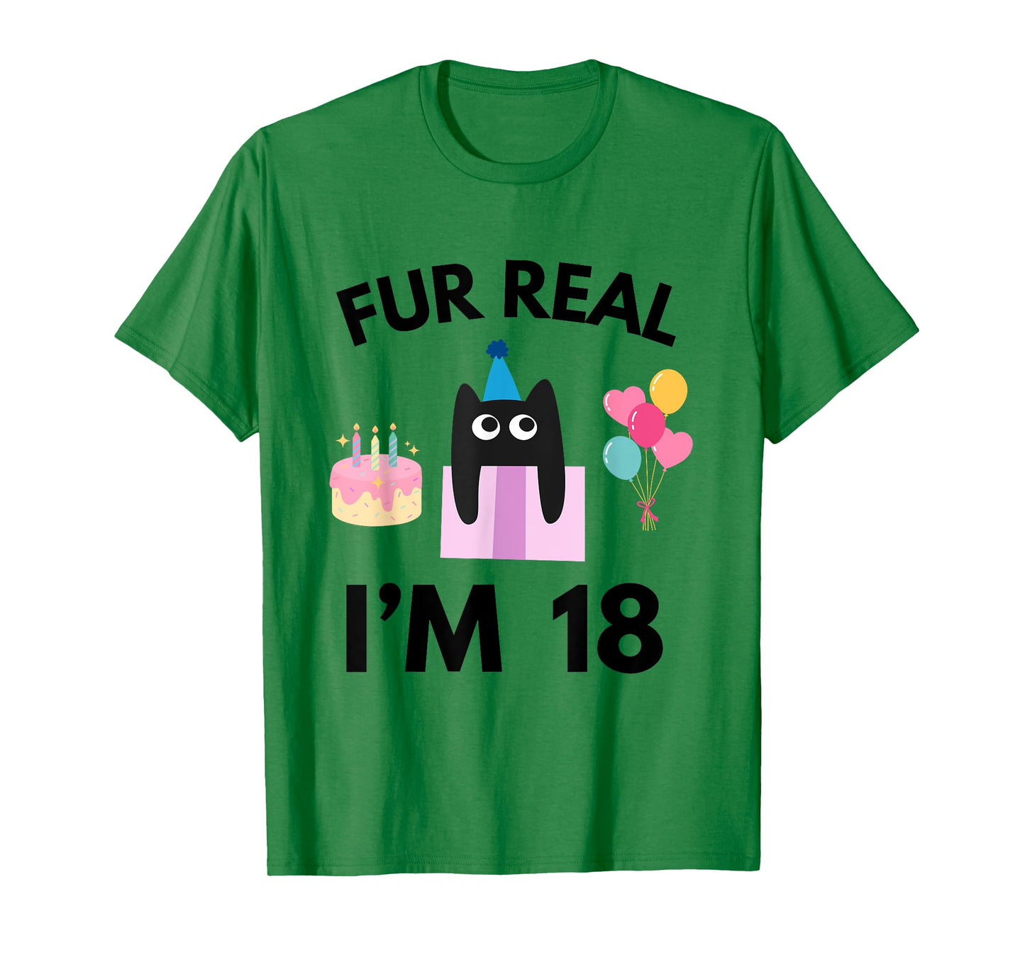 Fur Real Cat Birthday 18 Years Old Cat Lover 18th B-day T-Shirt