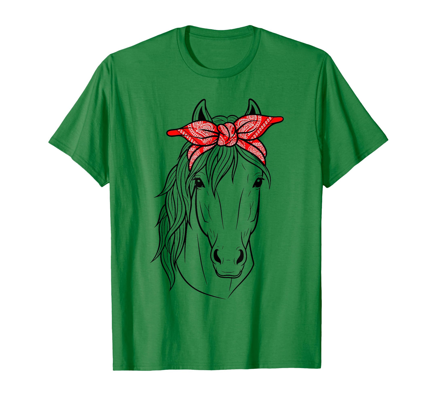 Funny Horse Lovers Tee | Red Bandana Print for Girls & Women T-Shirt