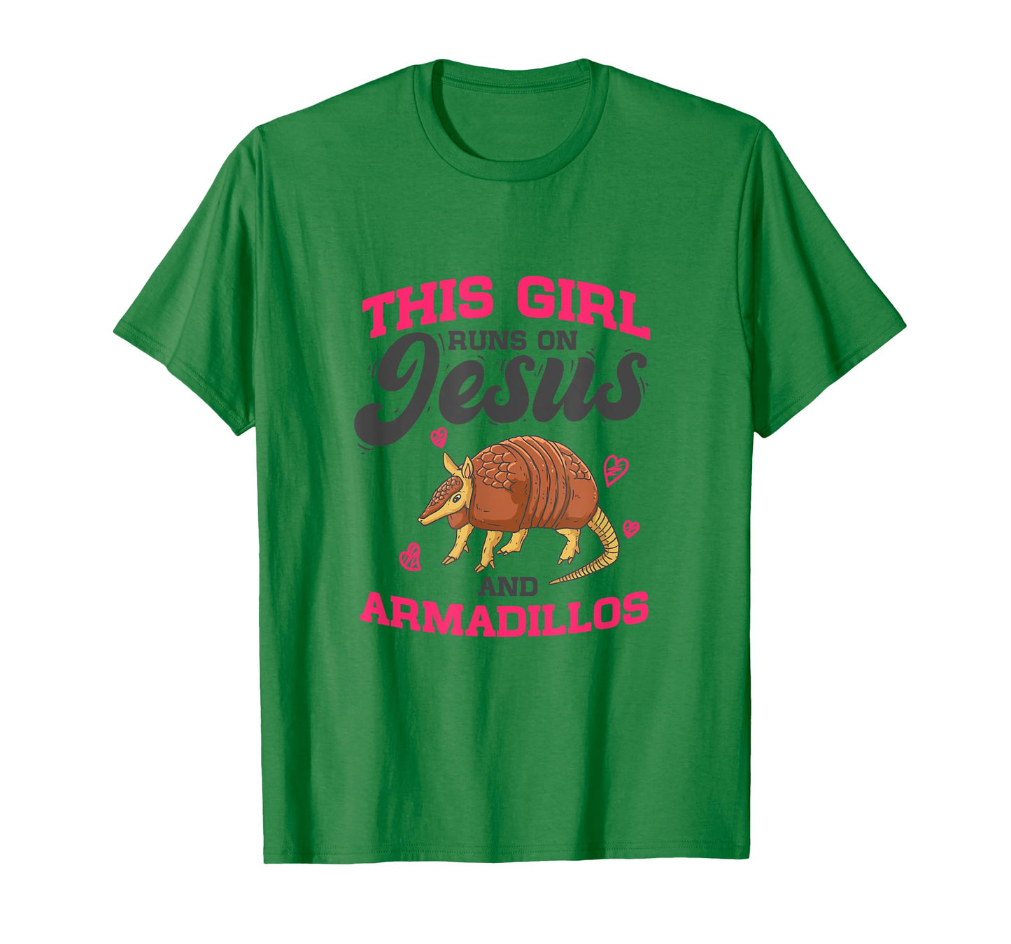 Armadillo Lover - This Girl Runs On Jesus And Armadillos T-Shirt