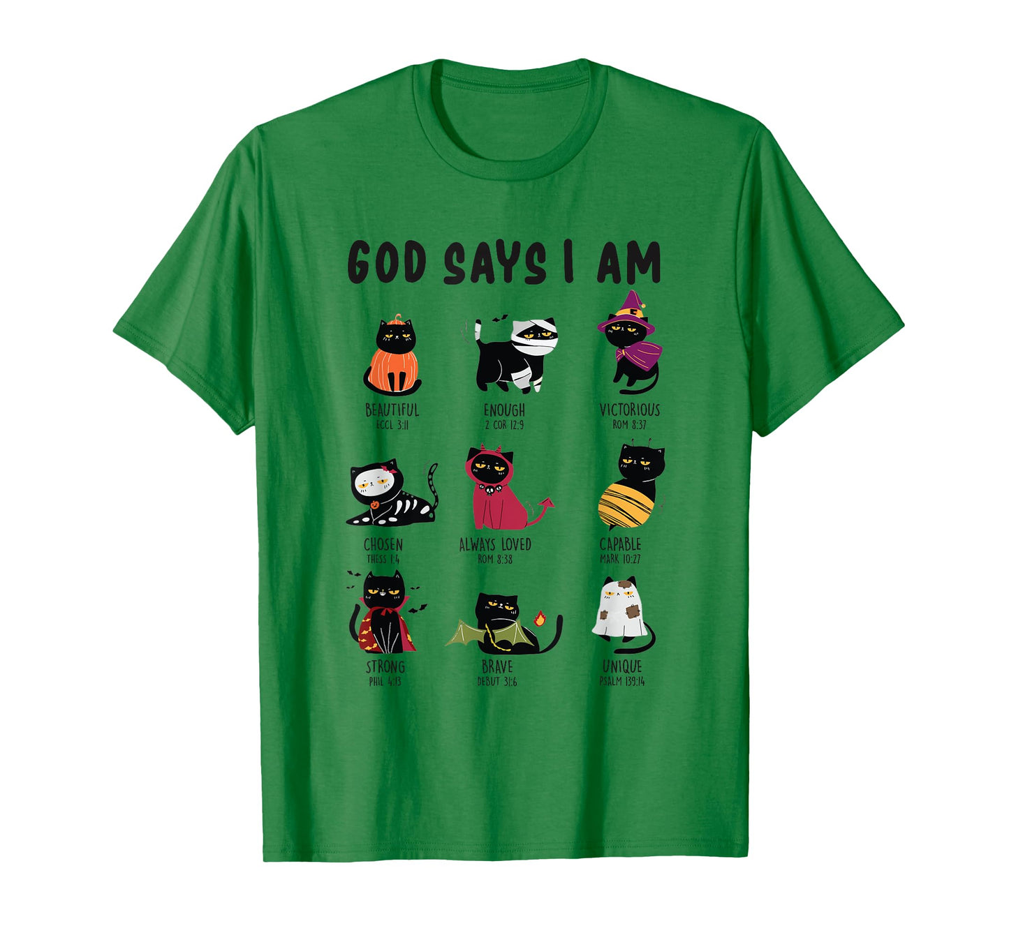 Cute God Says I Am Cat Lover Funny Christian Halloween Kids T-Shirt