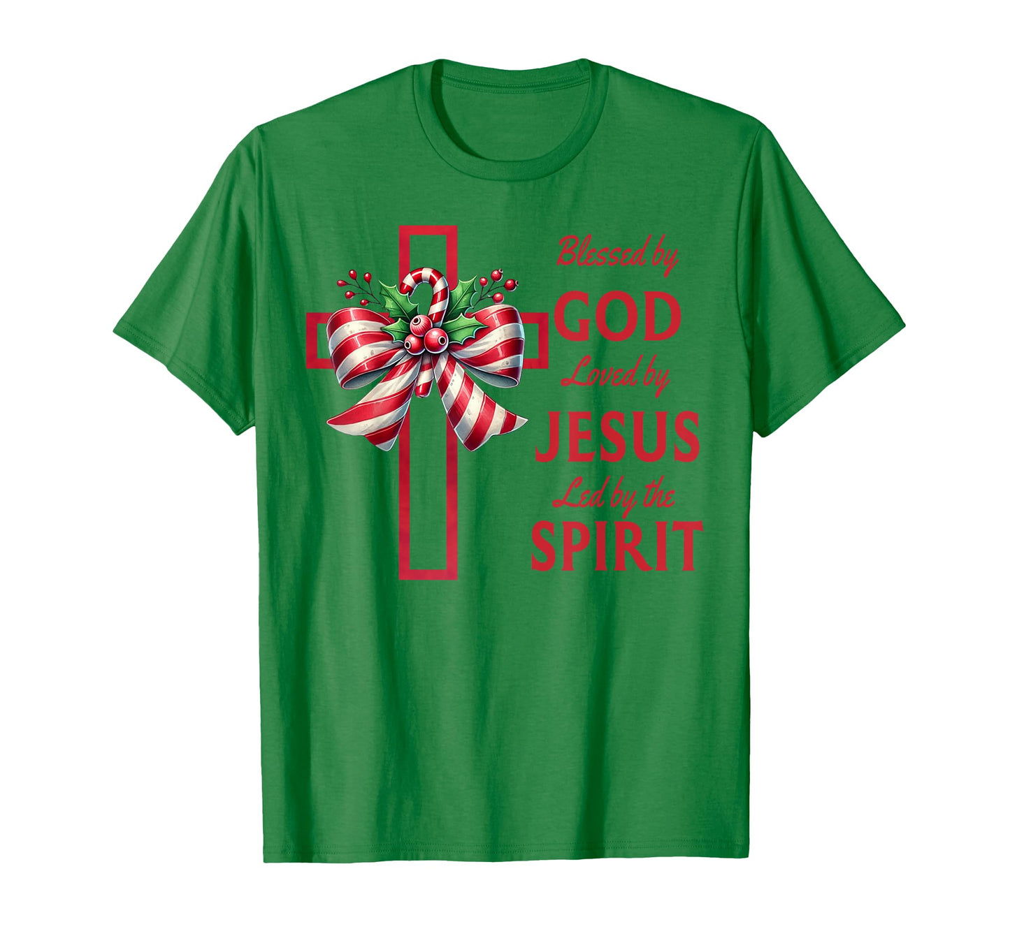Blessed By God Loved By Jesus Beautiful Candy Cane Cross T-Shirt