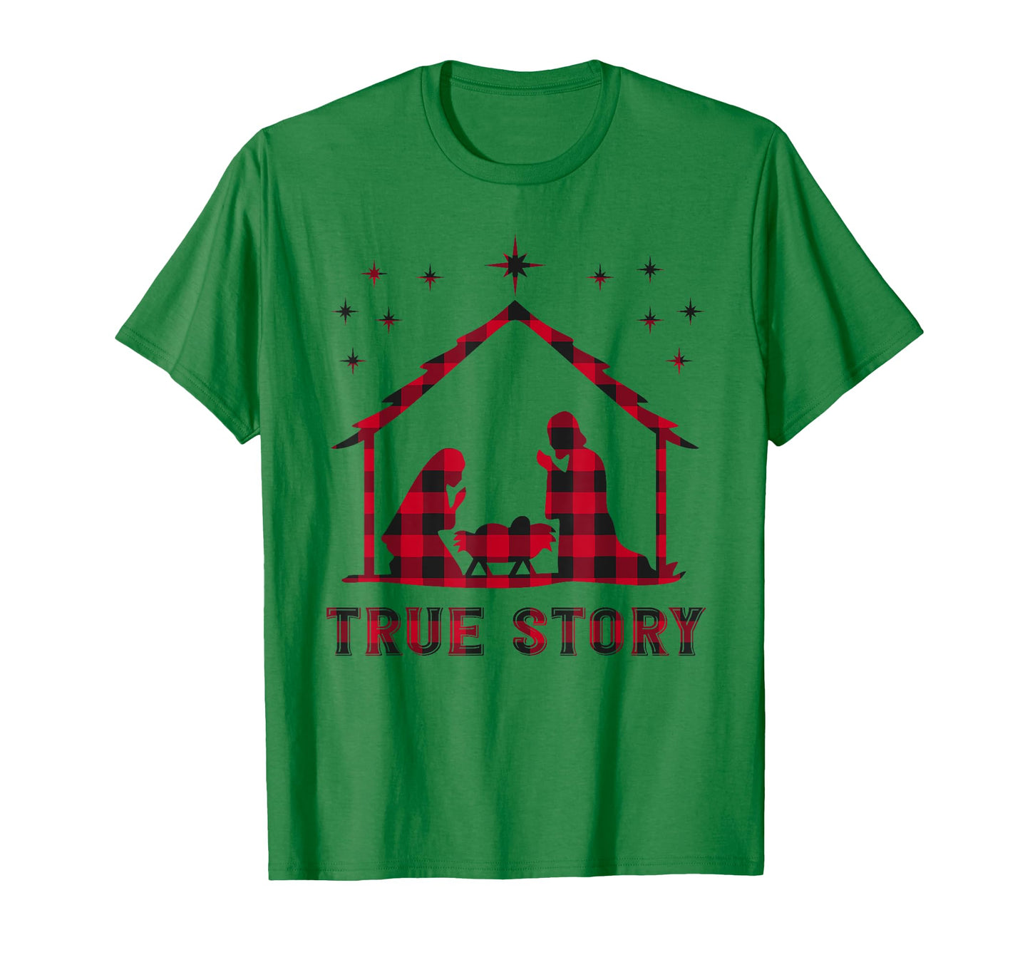 Red Plaid True Story of Jesus Birth Nativity Christmas Gift T-Shirt