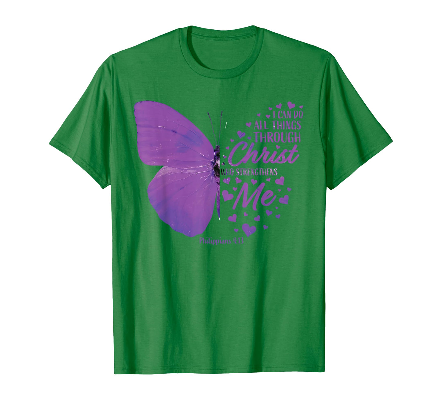Philippians 4:13 Christian Bible Verse Gifts Women Butterfly T-Shirt
