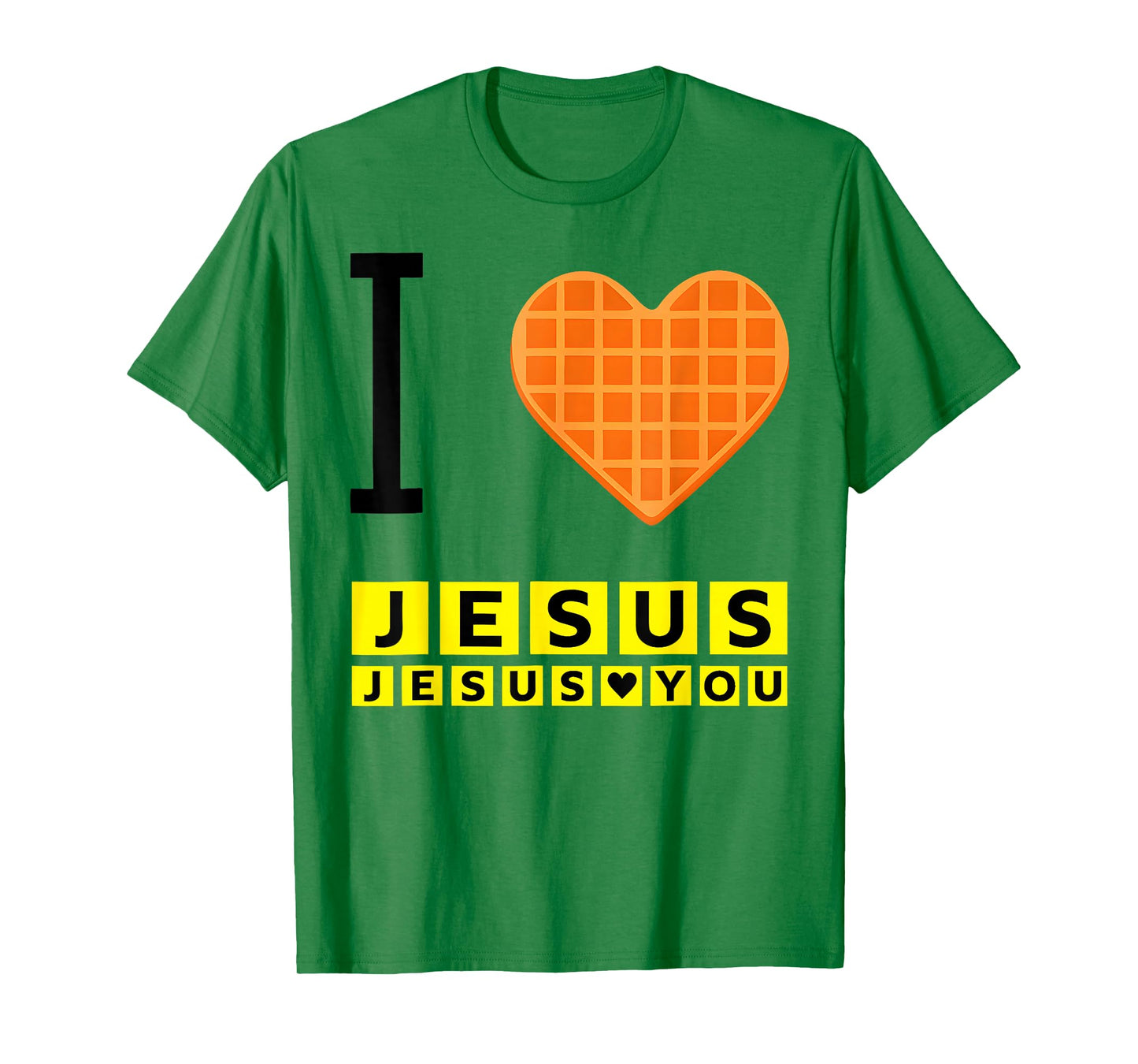 I Love Jesus Waffle Heart Funny Christian Breakfast T-Shirt
