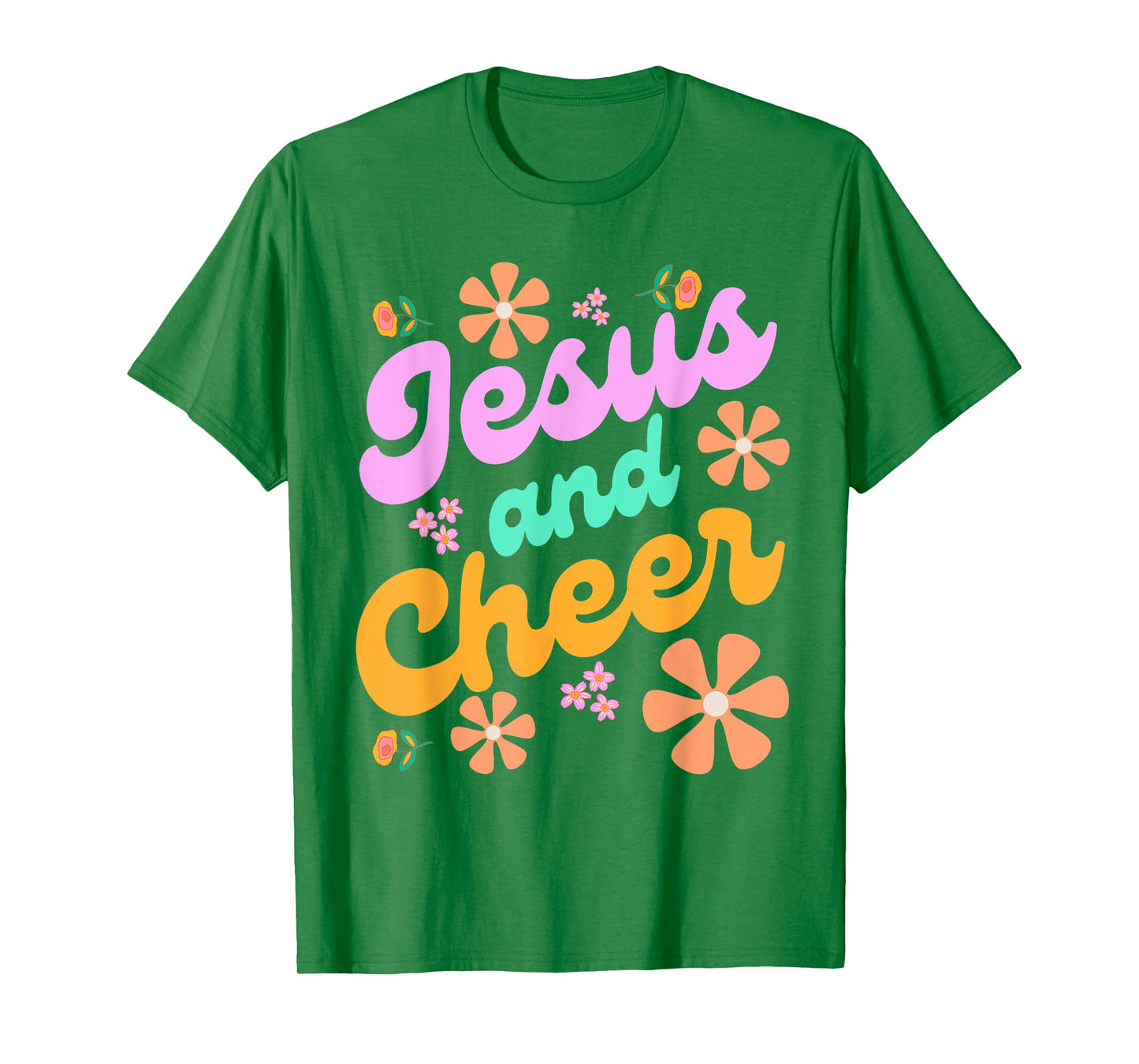 Jesus and Cheer Cheerleading Coach Funny Groovy y2k Chrstian T-Shirt