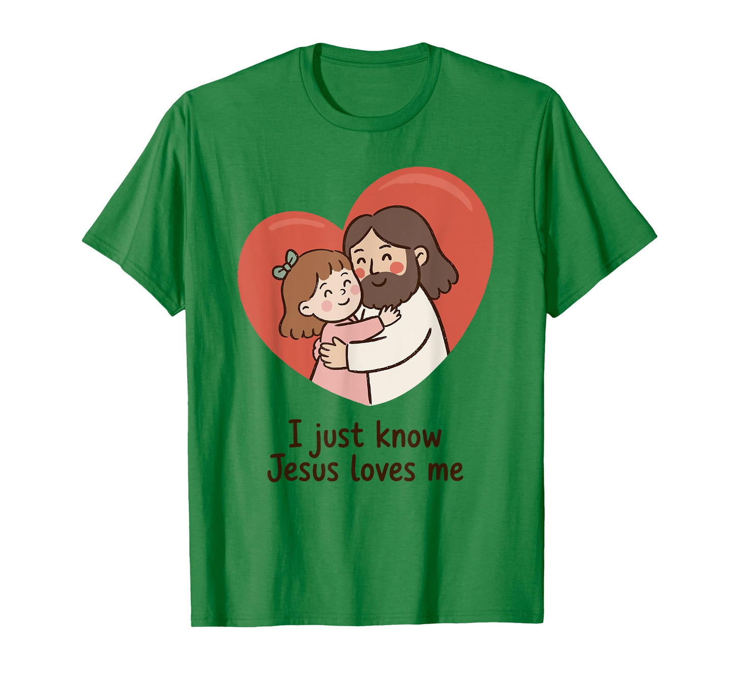 Jesus Hug with Child Heart Cute Christian Message T-Shirt
