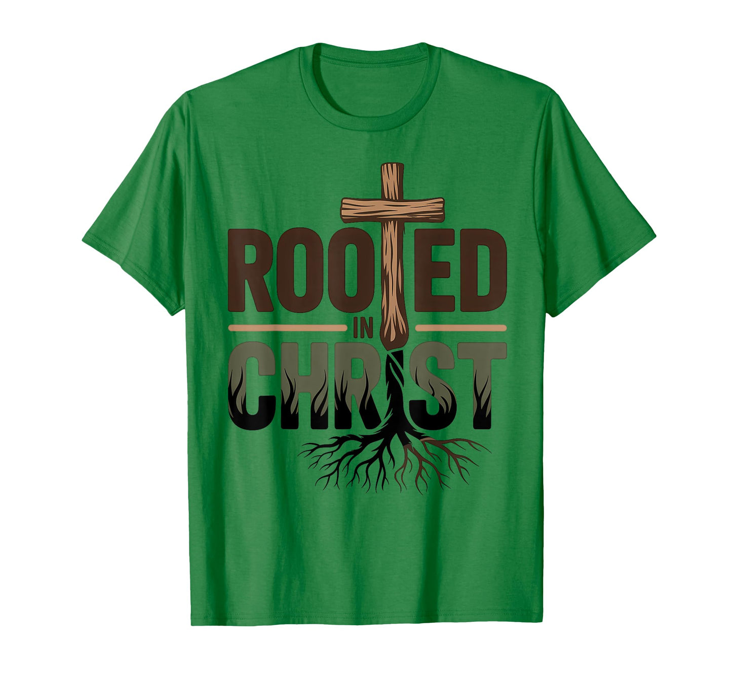 Rooted in Christ Jesus Christian Faith Cross T-Shirt