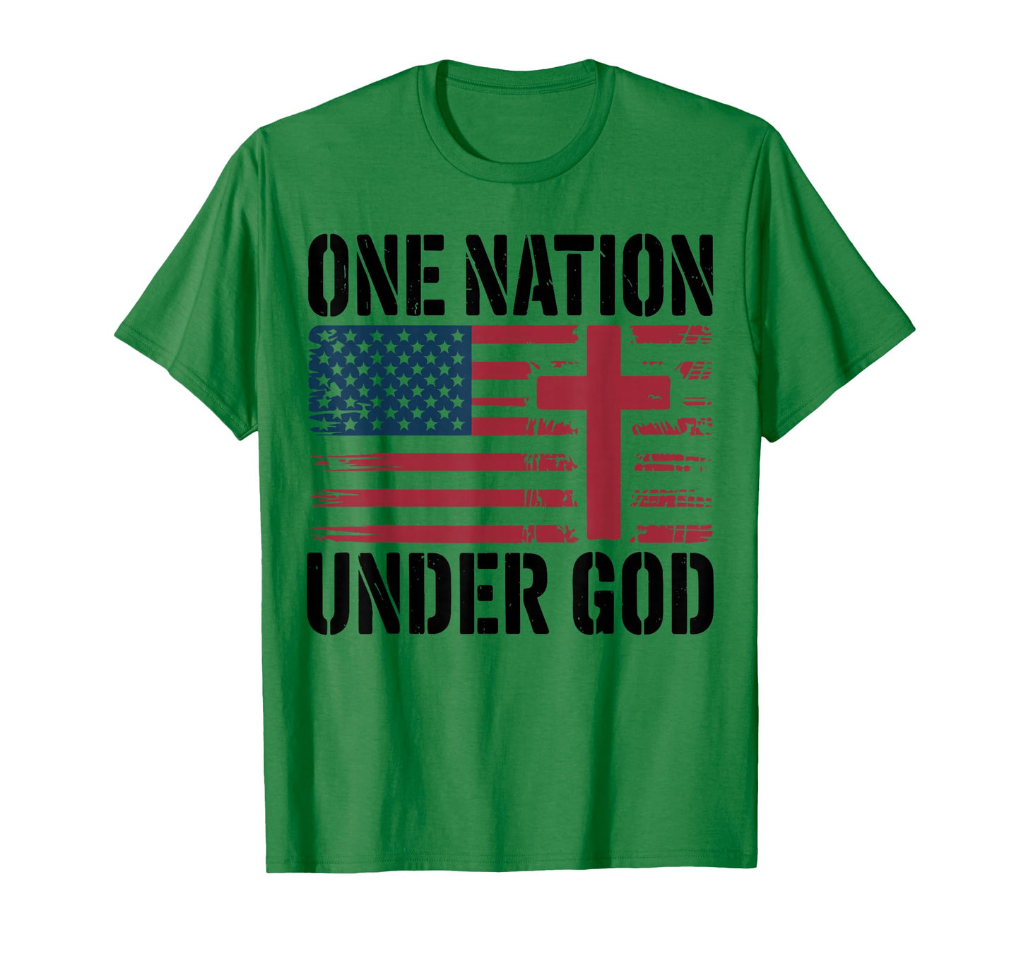 One Nation Under God American Flag Christian Patriotic Cross T-Shirt