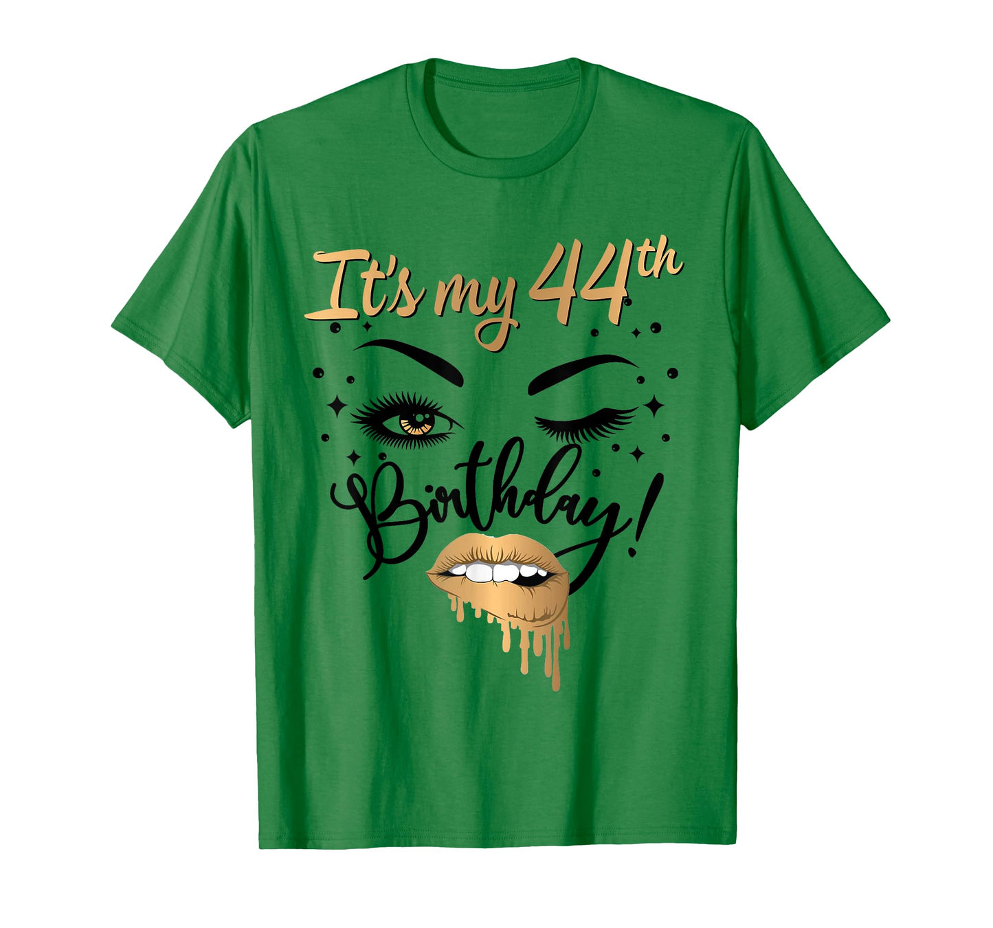 It's My 44th Birthday Queen 44 Years Old Eye Lash Lips Kiss T-Shirt