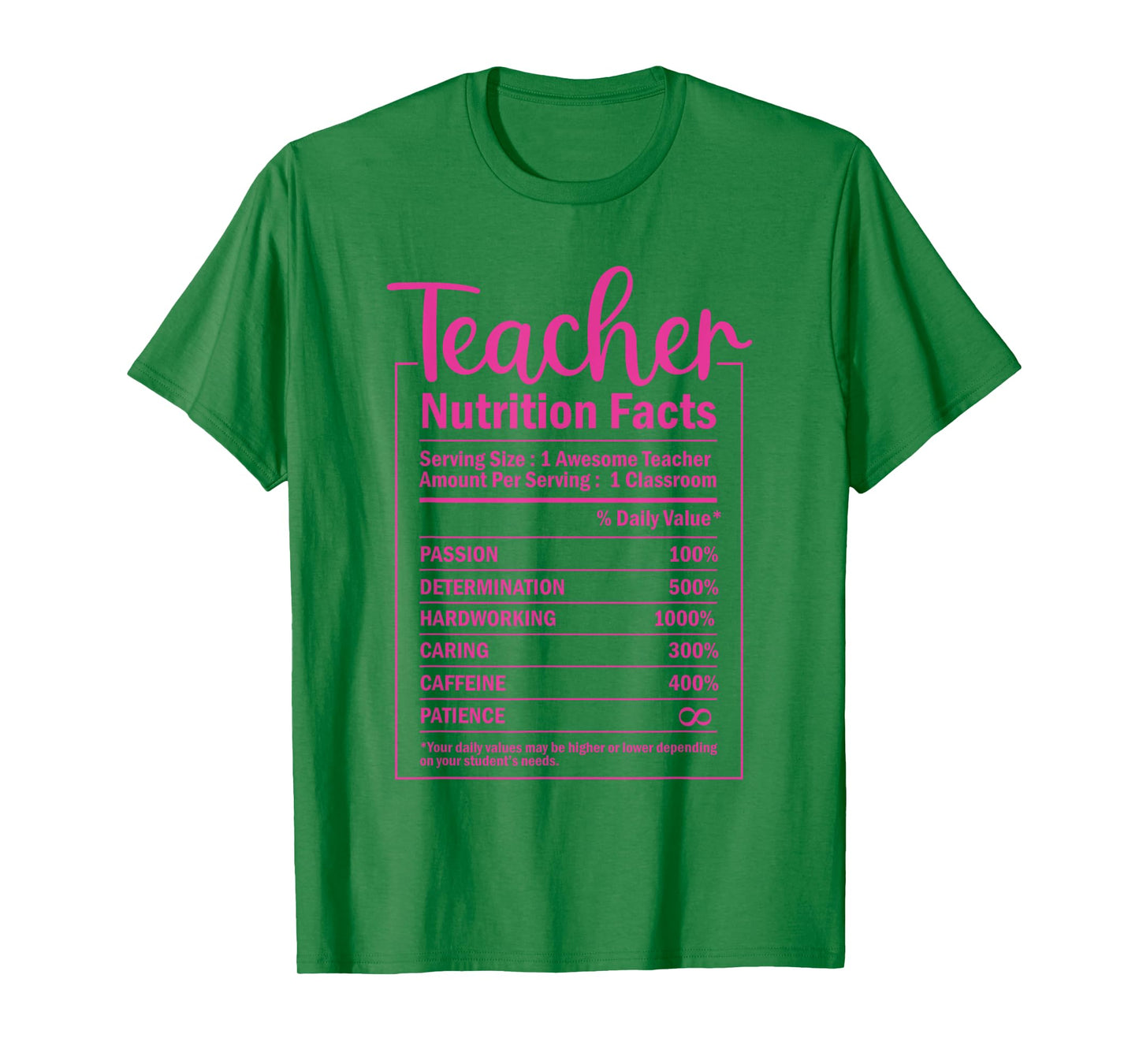 Funny Teacher Nutrition Facts Food Package Labels Teacher T-Shirt