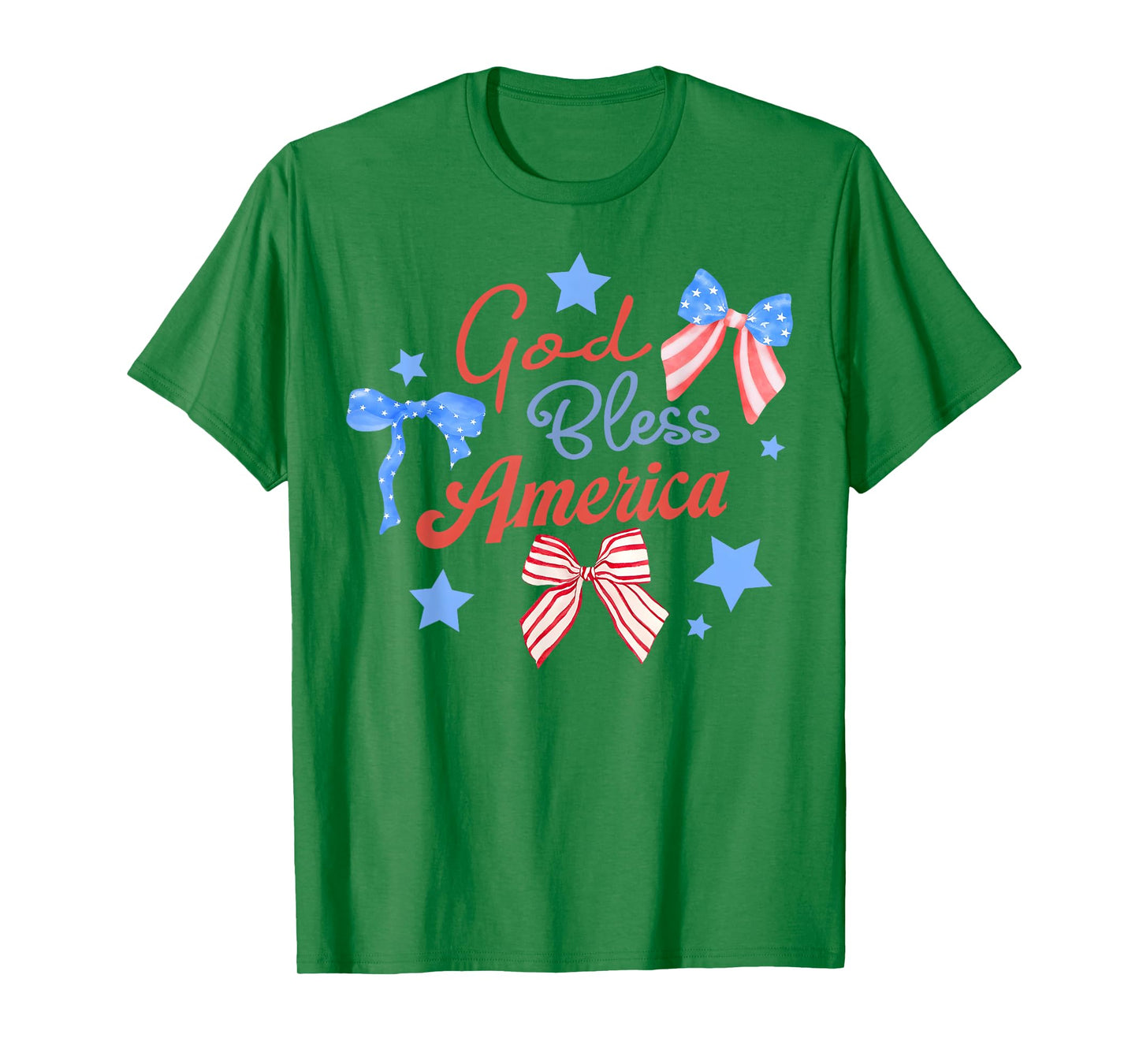 God Bless America Coquette Bow 4th July Christian Patriotic T-Shirt