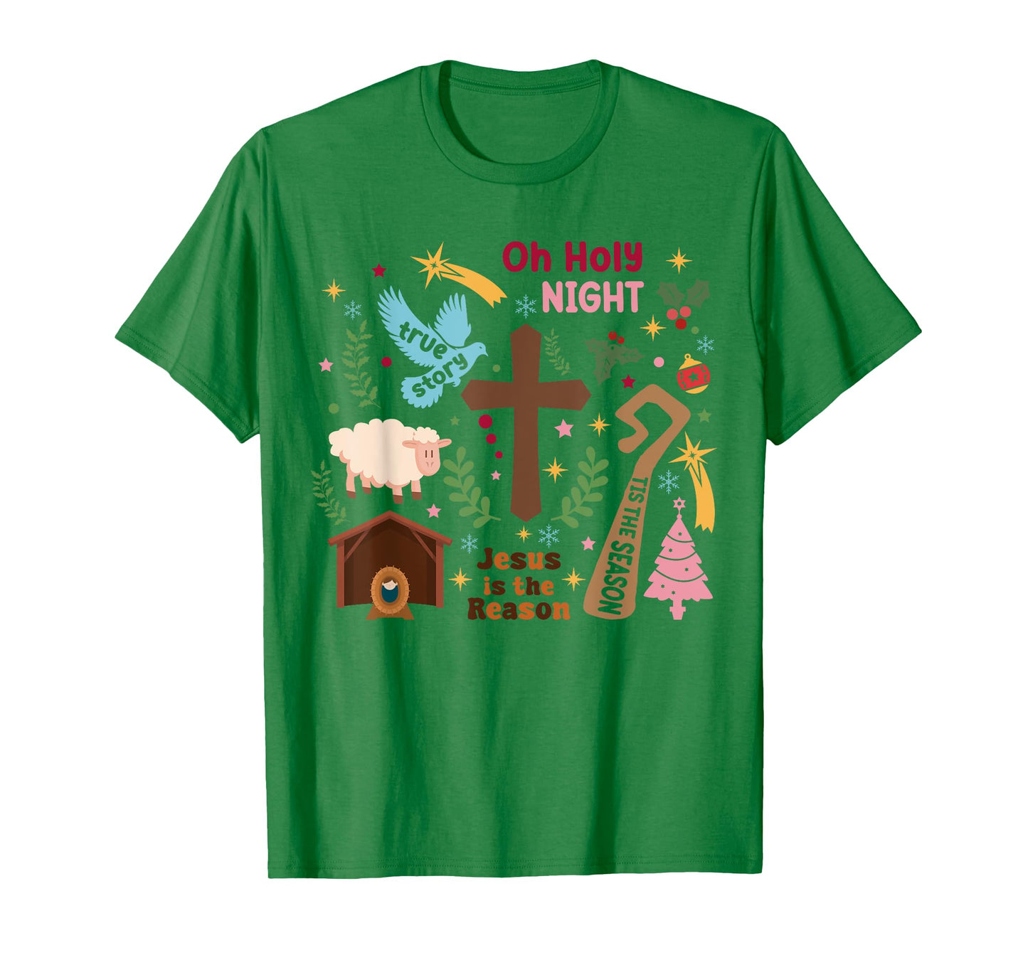 Oh Holy night Jesus is the Reason Christian Christmas Retro T-Shirt
