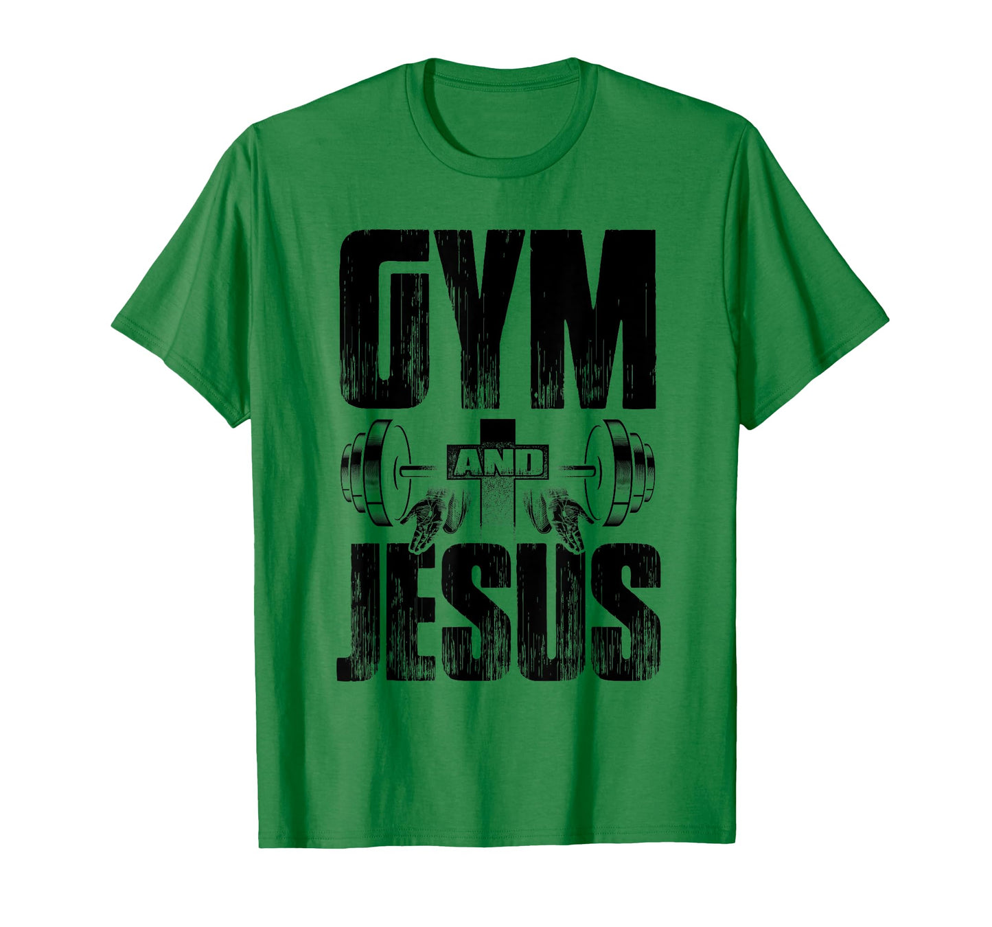 Religious Workout Gym & Jesus Barbell Lifting Weights Cross T-Shirt