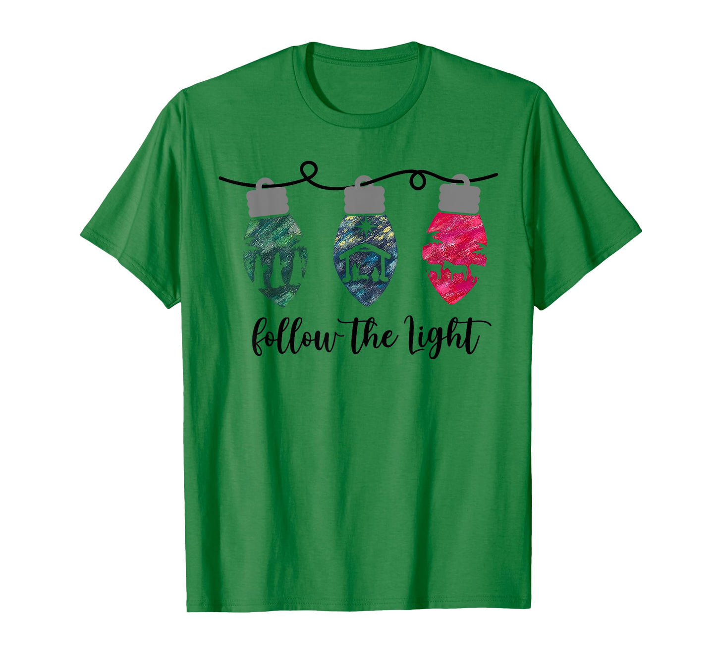 Follow the Light Christ Xmas Light T-Shirt