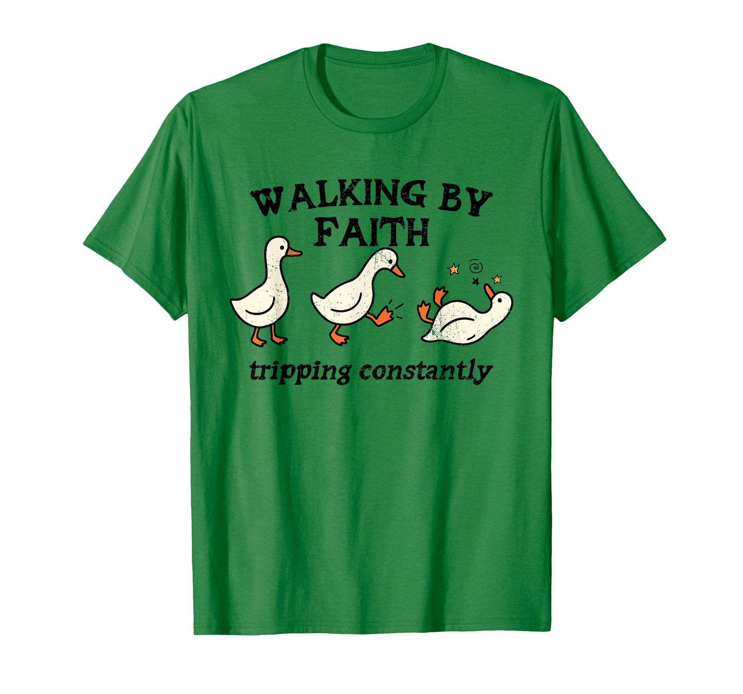 Walking by Faith Tripping Constantly Jesus Cross Christian T-Shirt