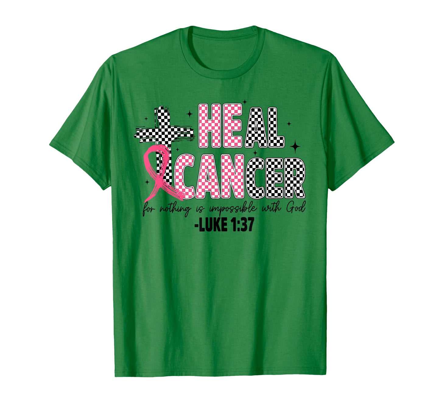 Heal Breast Cancer Coquette Christian God Faith Pink Ribbon T-Shirt