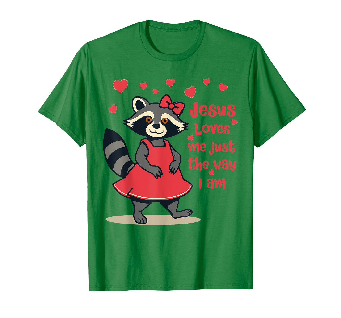 Christian Kids Racoon Jesus Loves Me Just The Way I Am T-Shirt