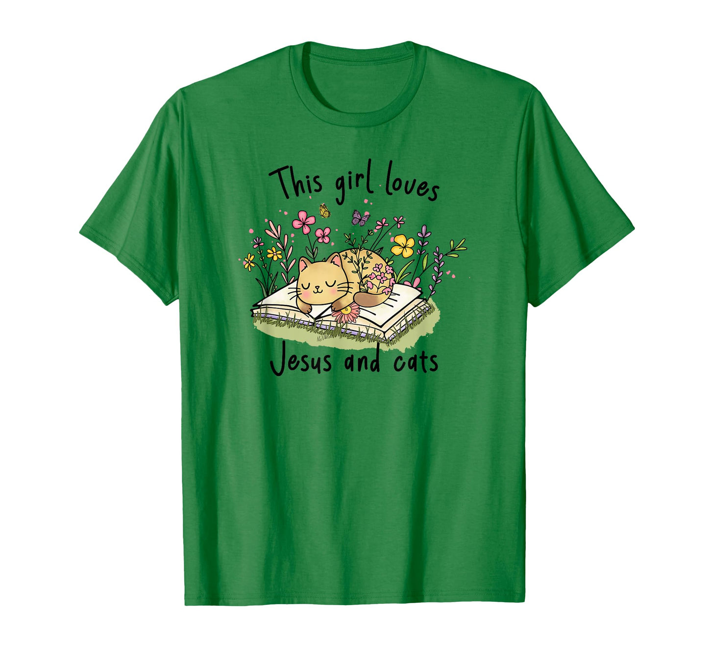 This Girl Loves Jesus And Cats Cute Christian T-Shirt