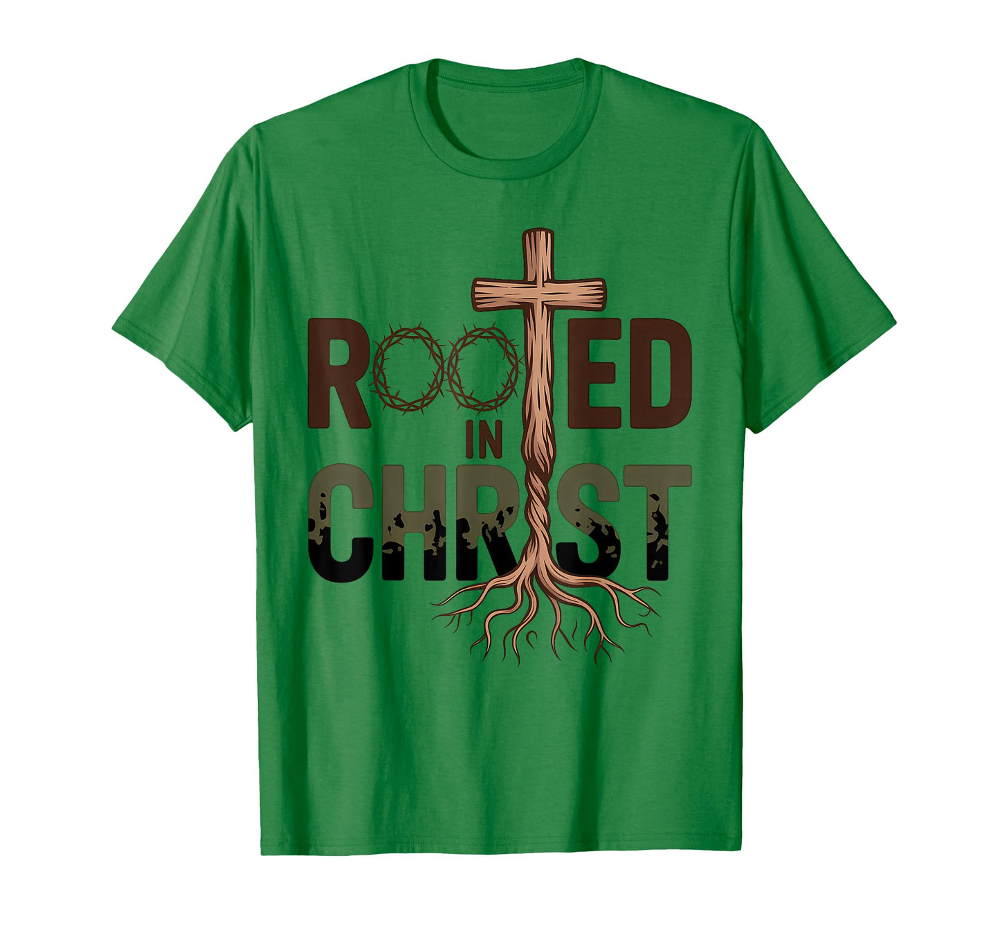 Rooted in Christ Jesus Cross Christian Faith T-Shirt