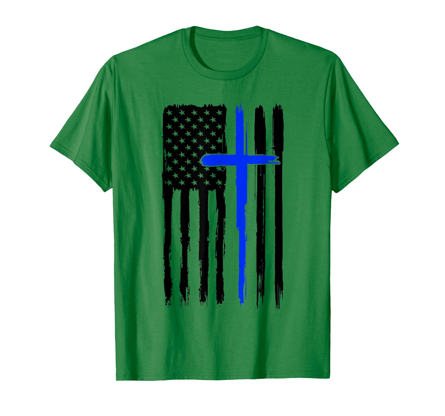 Thin Blue Crossed Line Jesus Christian Police Officer Cop T-Shirt