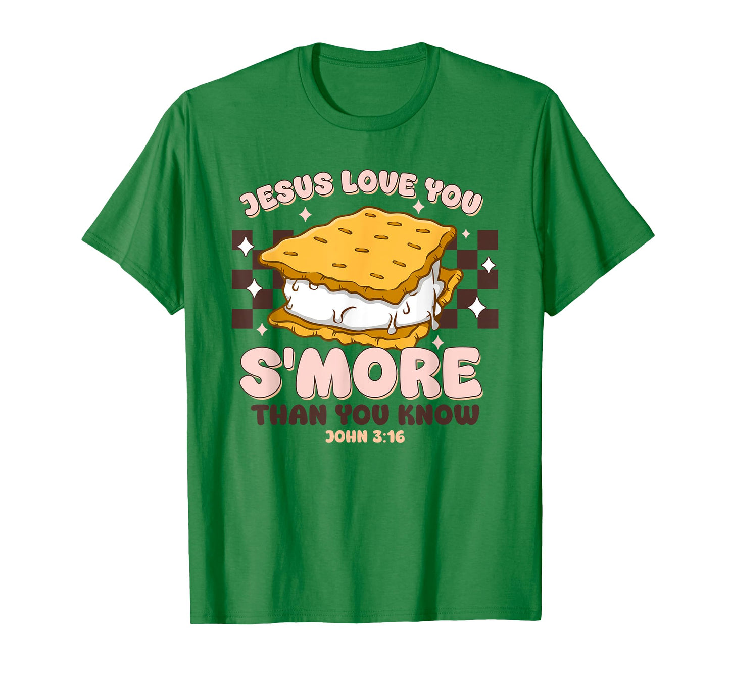 Camping Smore Jesus Loves You John Christian Women Groovy T-Shirt