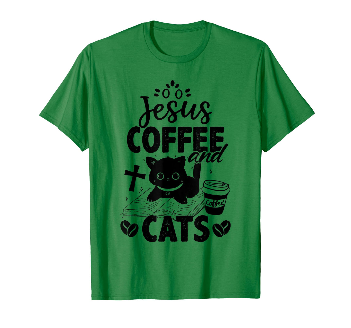Jesus Coffee and Cats Cute Christian Cat Lover T-Shirt