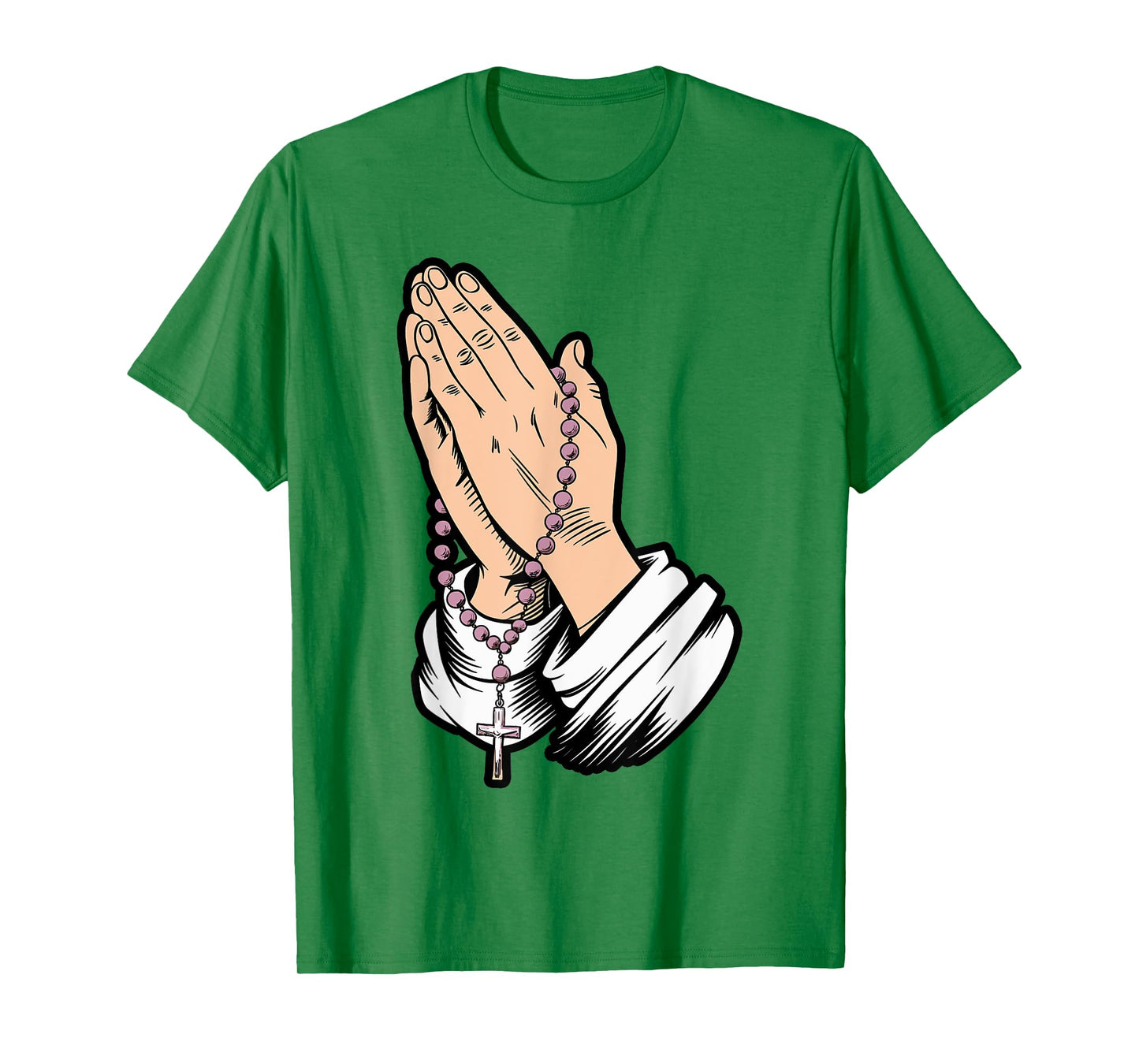 Rosary Praying Hands Faith Religious Christian Catholic T-Shirt