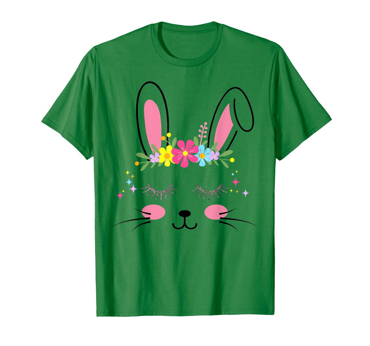 Cute bunny face flowers for easter girls women T-Shirt