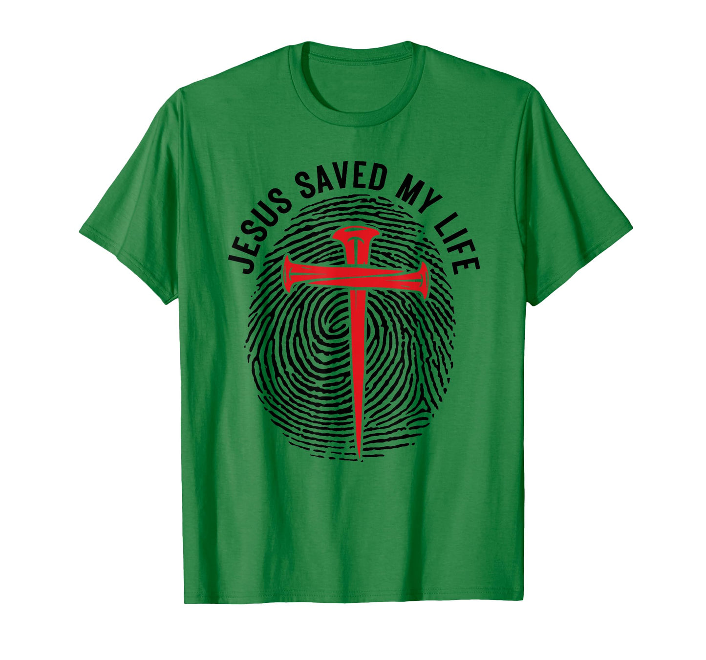 Jesus Saved My Life Fingerprint Cross Christian Men Women T-Shirt