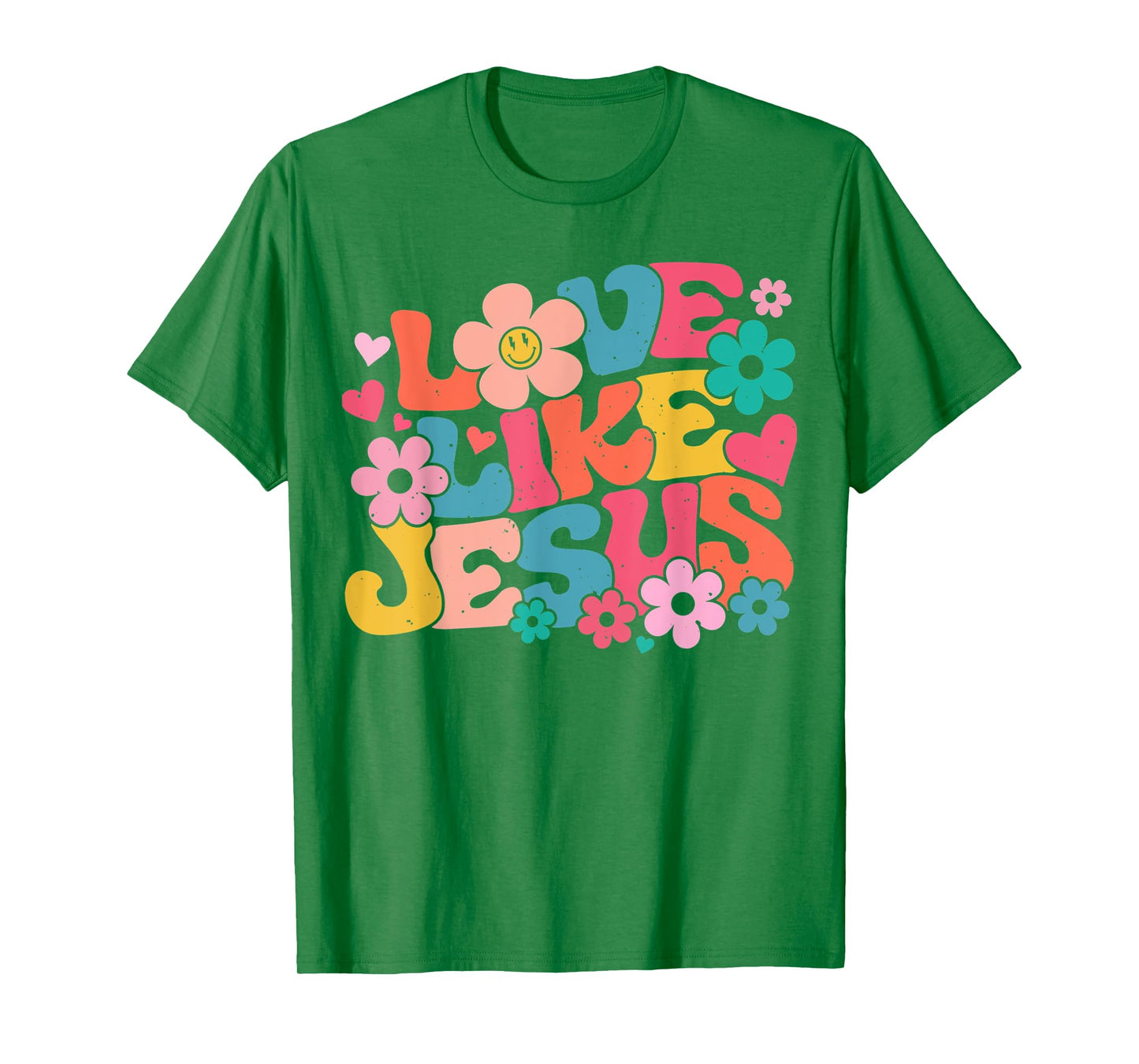 Love Like Jesus Christian Bible Verse Trendy Floral Heart T-Shirt
