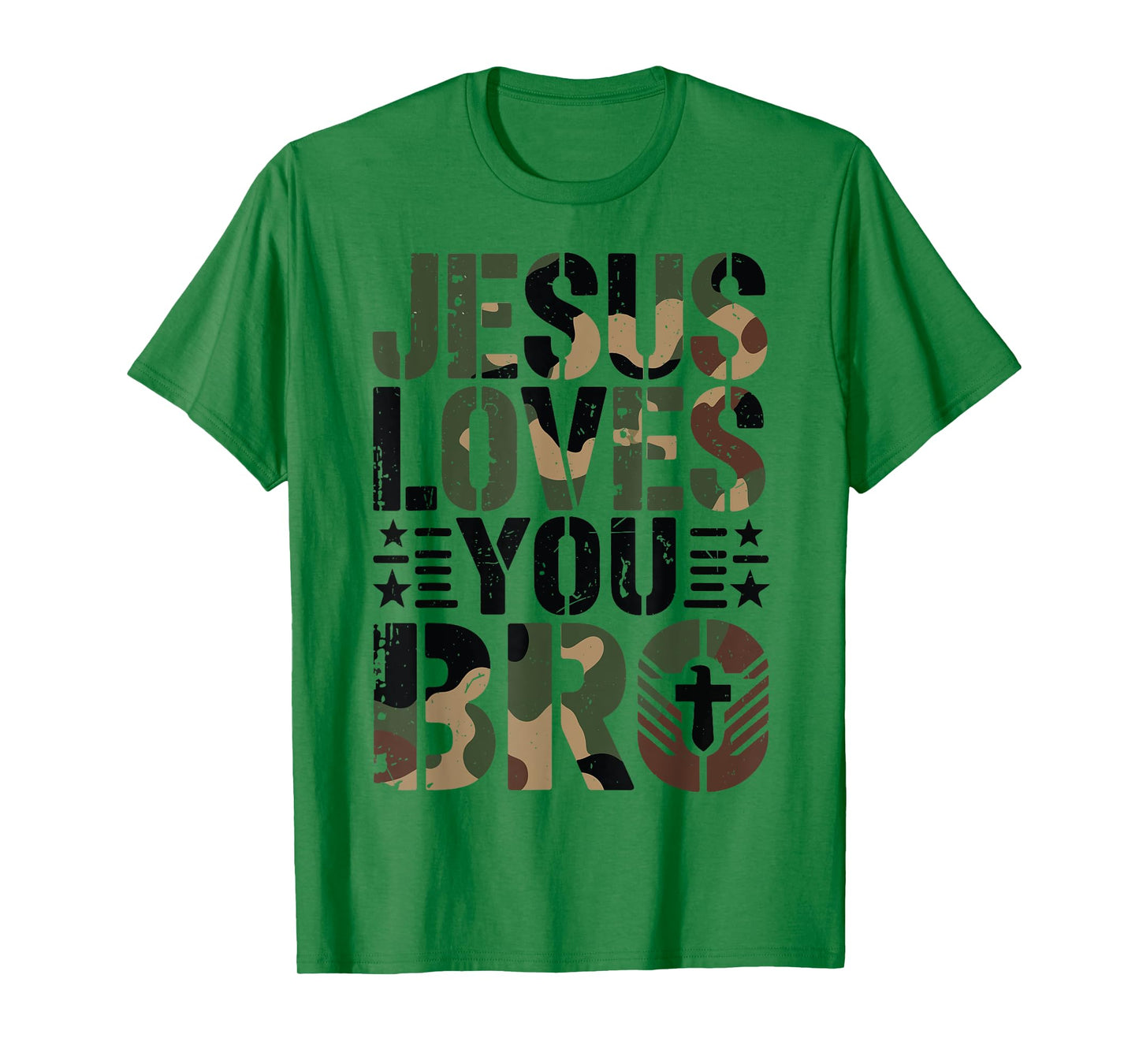 Camo Jesus Loves You Bro Youth Boy Funny Christian Teen Girl T-Shirt